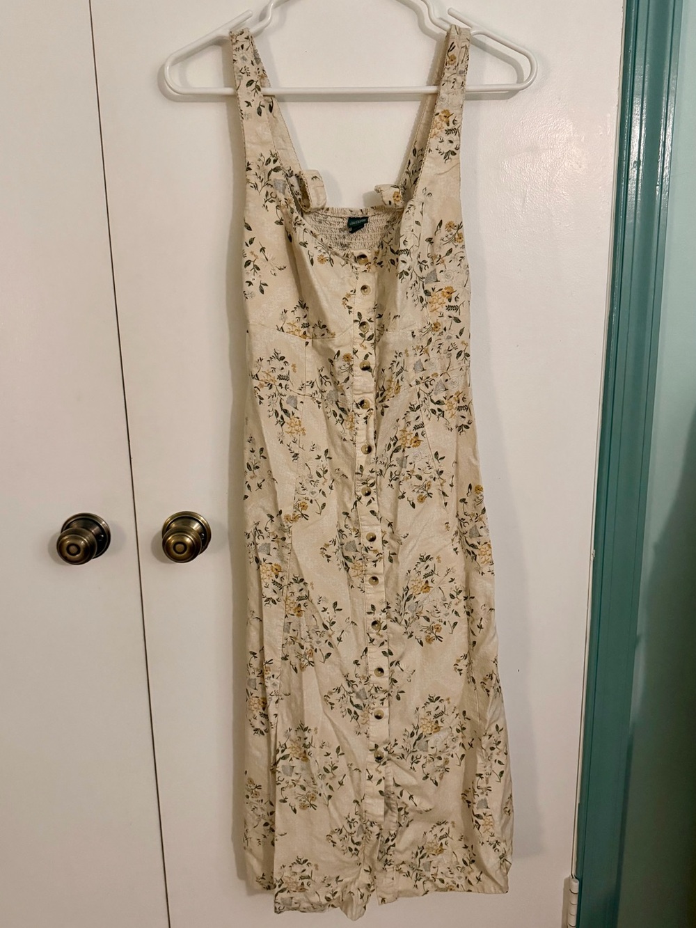 wild fable Cream Floral Button-Front Midi Dress